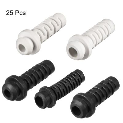 25pc 4/5/6mm Inner Dia PVC Strain Relief Cord Boot Protector Cable Wire Sleeve Hose for Power Tool Cellphone Charger White/Black