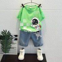 【Ready】? Childrens boy summer suit an versn two-piece set for and medium-sized boys y dem five-t