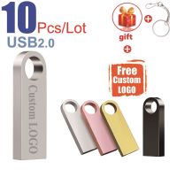 10PCS Metal USB Flash Drive 8GB/16GB/32GB/64GB Pen Drive Pendrive USB 2.0 Flash Drive Memory Stick U Disk 512MB 256MB Free LOGO