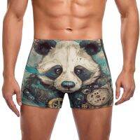 Panda Swimming Trunks Realism  Cartoon Print Quick Dry Swim Boxers Pool Large Size Men Swimsuit Swimwear