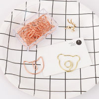 TUTU 20Pcslot rose gold cat Bookmark bear Paper Clip Metal Material Bookmarks for Book Stationery School Office Supplies H0343