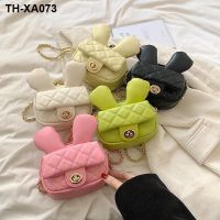 ○□┅ New rabbit ears ling a little incense bag princess female han edition chain inclined shoulder creative change purse