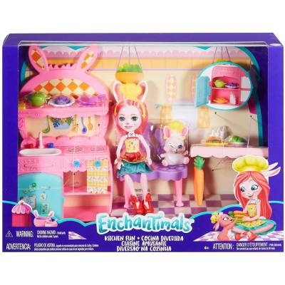 Enchantimals ตุ๊กตา เอนเชนติมอล ครัวแสนสนุก Kitchen Fun Playset ของแท้ babyshopy