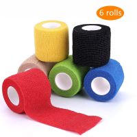 6 Rolls 4.5m Sports Elastoplast Self-Adhesive Cohesive Wrap Bandage Flexible Stretch Tape Athletic Strong Elastic First Aid Tape