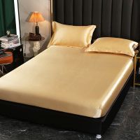 【hot】！ Fitted Sheet High-End Color Mattress Cover With Elastic Band Bed Luxury Bedsheet 140x190 180x200