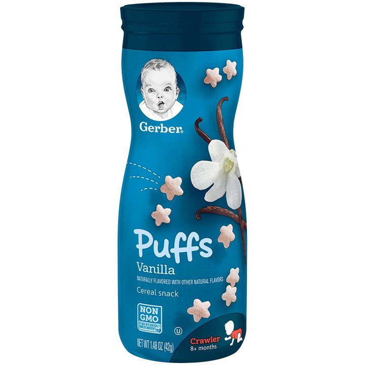 gerber-puffs-หลายรสชาติ-ขนมเด็กทารก-ขนมธัญพืช-และ-ผลไม้แท้
