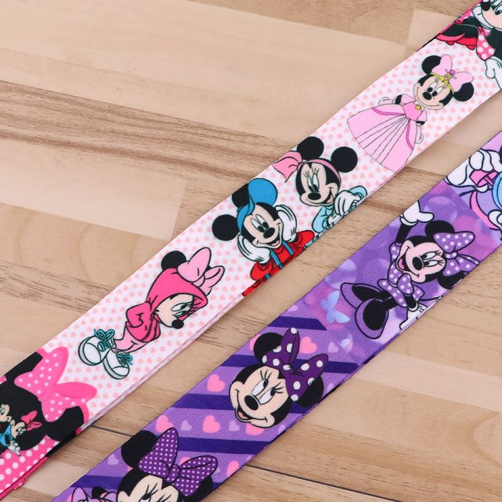 mickey-minnie-strap-lanyard-for-keys-keychain-badge-holder-id-credit-card-pass-hang-rope-lariat-mobile-phone-charm-accessories-key-chains