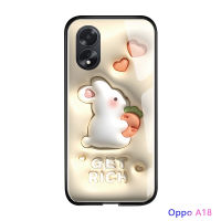 เคสใส่โทรศัพท์สำหรับ OPPO A18 A38หรูหราสามมิติกระต่ายเปลือกนุ่มเคสกันกระแทกกระจกเทมเปอร์เรียบเคสโทรศัพท์