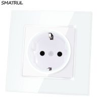 Smatrul Eu เต้าปลั๊กเสียบต่อสายดินปลั๊กไฟติดผนังมาตรฐาน Eu 110 ~ 250V เต้าเสียบไฟฟ้า16a หน้าจอโทรศัพท์คริสตัล