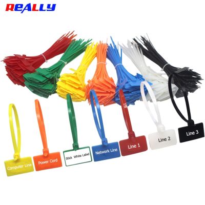 100pcs Easy Mark 4x150mm Nylon Cable Ties Tag Labels Plastic Loop Ties Markers Cable Tag Self-locking Zip Ties