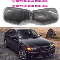 Carbon Fiber Bright Black Side Rearview Mirror Cover Caps For BMW 3 5 E39 E46 525i 528i 530i 540i 323i 330i 328i