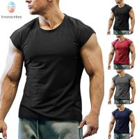 【TRSBX】Men T-Shirt Crew Neck Leightweight Muscle Pullover Sleeveless Slim Fit