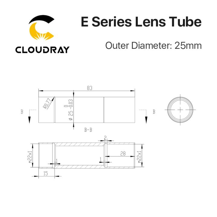 cloudray-e-series-co2-o-d-25mm-lens-tube-for-d20-f50-8-63-5-101-6mm-lens-co2-laser-cutting-engraving-machine