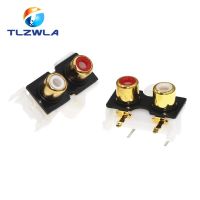 5Pcs Av2-8.4-8 Vertical Pin RCA With Core Socket  2-Hole Audio Socket  PCB Welded Lotus Socket Connector Electrical Connectors