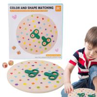 Color Pattern Matching Toys Wooden Montessori Toys Interactive Round Geometric Board Games for Ages 3 and up Children Montessori Battle Game Toy Geometric Shape Quick Matching Board clever