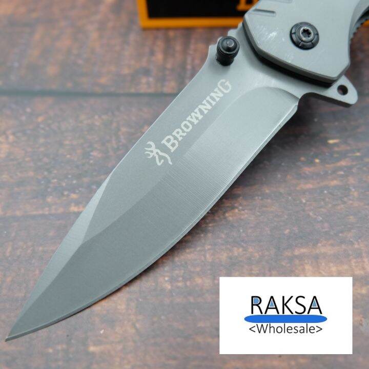 raksa-wholesale-มีดพับ-มีดพก-มีดเดินป่า-อุปกรณ์นิรภัย-ด้ามg10กันลื่น-23cm-2cr13-มีระบบดีดใบมีด-nb013