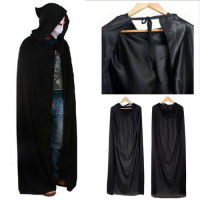 Hooded สีดำฮาโลวีนเสื้อคลุม Wizard แม่มดแวมไพร์ Robe โกธิคในยุคกลาง