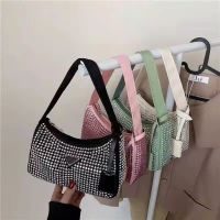 กระเป๋าเพชร ปราด้า Crystal bag ทรง hobo กระเป๋าแฟชั่น  สีดำ ใช้ง่ายสะพายเข้ากับทุกลุค