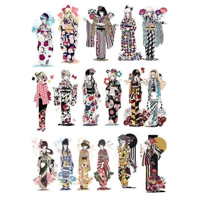 2 PCS Vintage Japanese Kimono Girl DIY Decor Scrapbooking Book Journal Stationery Stickers Planner Album Paper Diary Sticker