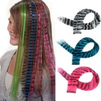 【YF】 18  Synthetic Straight Temperature Clip In Hair Extension Hairpiece Feather Wig Colorful