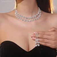 ❈卐 Bride Silver Bridal Necklace Earrings Set Crystal Wedding Jewelry Set Rhinestone Choker Necklace for Women and Girls