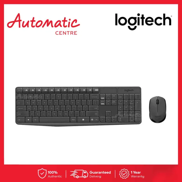 Logitech MK235 Black Wireless Keyboard and Mouse Combo with Full-Sized ...