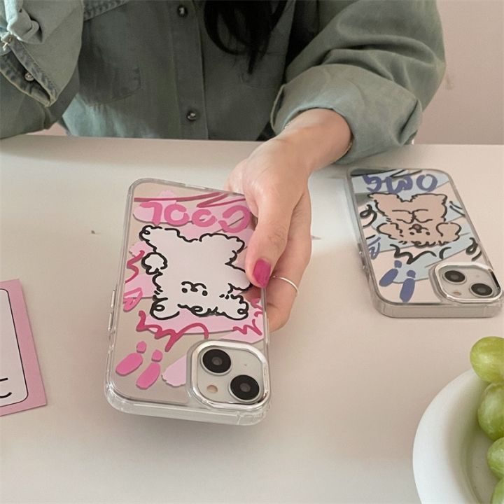 cod-ins-style-cartoon-puppy-mirror-13promax-14pro-mobile-phone-case-suitable-for-iphone11-12promax