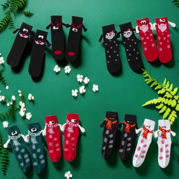 Breathable Magnetic Couple Socks Red Novelty Socks Hand In Hand Sock Women  Men