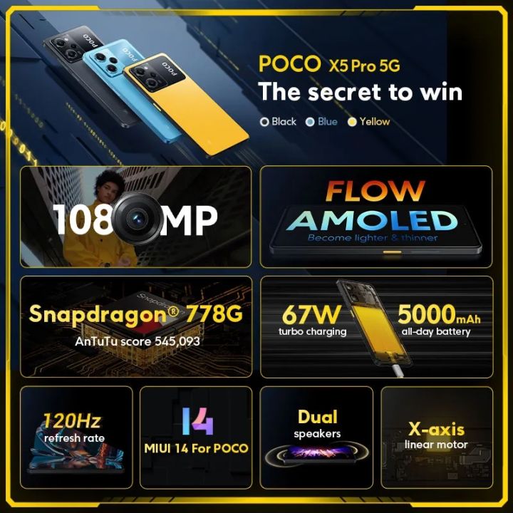 Poco X5 Pro 5g Global Version Smartphone 128gb256gb Snapdragon 778g 120hz Flow Amoled Dotdisplay 0745