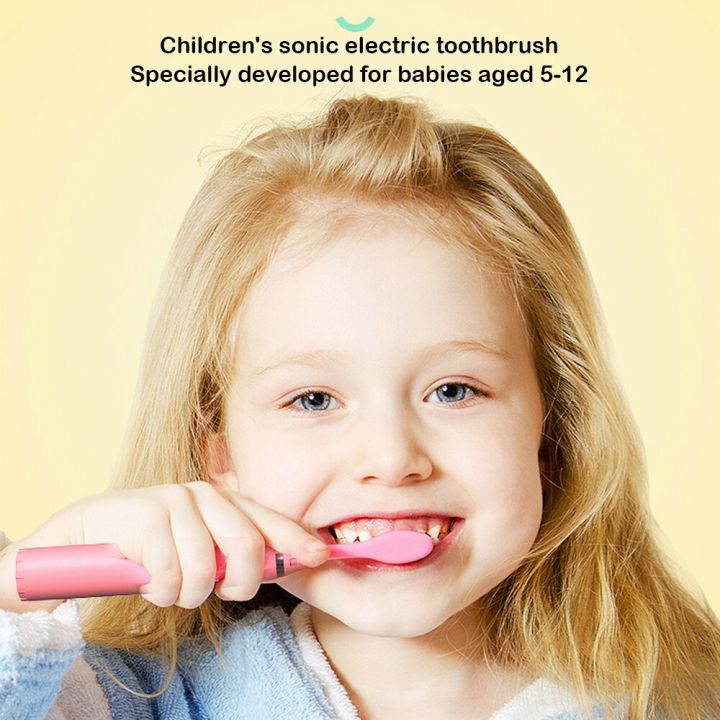 สำหรับเด็กแปรงสีฟันไฟฟ้ารูปแบบการ์ตูนของเด็กด้วยการเปลี่ยนแปรงสีฟันไฟฟ้าอัลตร้าโซนิคหัวแปรง