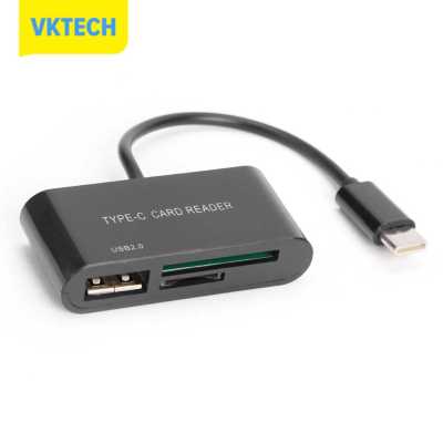 [Vktech] 3 In 1ประเภท C เพื่อ USB หน่วยความจำ2.0 TF เครื่องอ่านบัตร OTG ฮับอะแดปเตอร์สำหรับ Macbook