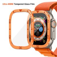 Screen Protector With Graduated For Apple Watch Ultra 49mm Tempered Glass Film Metal Frame For iWatch Series 8 Pro 49mm Glass