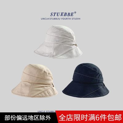 [COD] Cotton and linen fisherman hat womens summer breathable foldable casual all-match outdoor solid big eaves sunshade sun