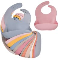 Waterproof Baby Bibs Silicone Baby Feeding Bibs Children Apron with Pocket Infant Saliva Towel Adjustable Girl Boy Burp Cloths