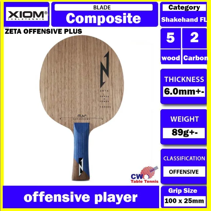 Xiom Zeta Offensive Plus Carbon Table Tennis Blade Ping Pong kayu Ping ...