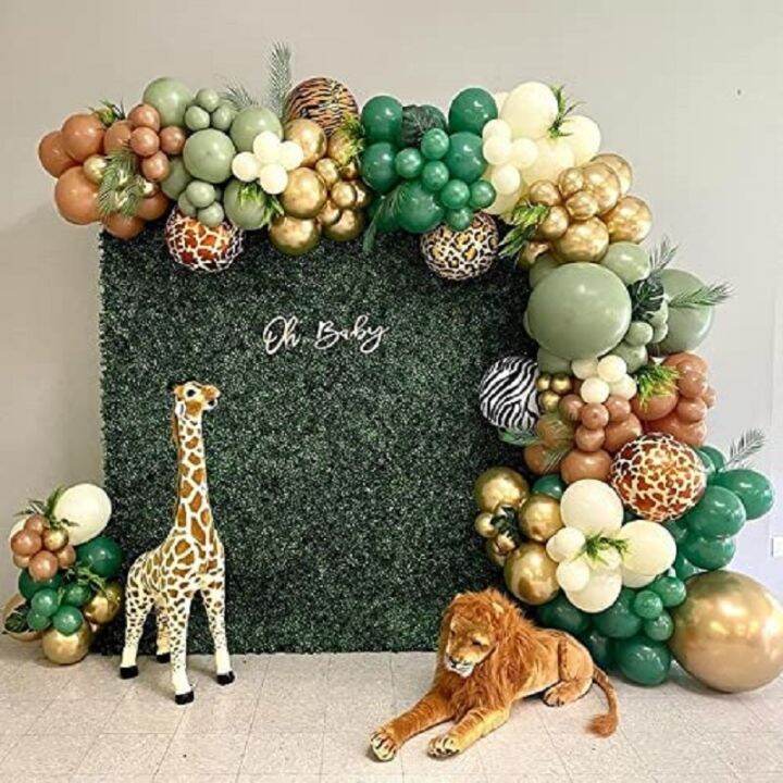 【koko party supplies】 128 Pack Green Brown Jungle Balloon Garland Arch