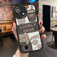 เคสมือถือ Hontinga สำหรับ Xiaomi MI 11 Lite 4G 5G 11 Lite 5G NE เคสโทรศัพท์ซิลิโคนนิ่มหนังหมีการ์ตูนน่ารักเคสป้องกันกล้องคลุมทั้งหมดฝาหลังกันกระแทกเคสนิ่มสำหรับเด็กผู้หญิง