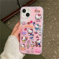 เคสไอโฟน Hello Kitty ลายการ์ตูนน่ารักพร้อมหนังสือ Icecream สำหรับ iPhone 14 Pro Max 14Plus กันกระแทก KT ข้างหลังโทรศัพท์นิ่มสำหรับ iPhone 13 Pro Max เคสสำหรับ Apple โทรศัพท์12 11 XR XS X Hello.kitty เคสห่อหุ้ม Kitty