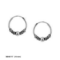 925 sterling silver 1.2 x 14 mm bali hoop earrings, ต่างหูเงินบาหลี 1.2 x 14 มม