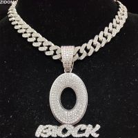 【CW】 Men Women Hip Hop BLOCK Pendant Necklace with 13mm Full Crystal Cuban Chain HipHop Letter Necklaces Fashion Charm Jewelry Gifts