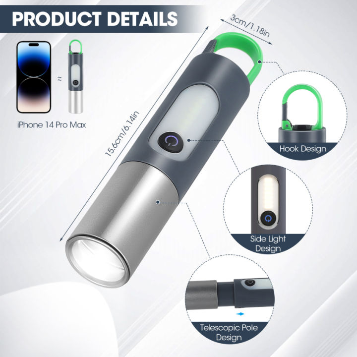 คลังสินค้าพร้อม-คบเพลิงไฟแอลอีดีสว่างมากแบบ2-in-1ไฟฉายชาร์จไฟได้1000ลูเมนโหมดไฟ4โหมดไฟสองดวงแหล่งกำเนิดแสงซูมอย่างไม่สิ้นสุดเหมาะสำหรับการตั้งแคมป์ตกปลาในกรณีฉุกเฉินสำรวจถ้ำ