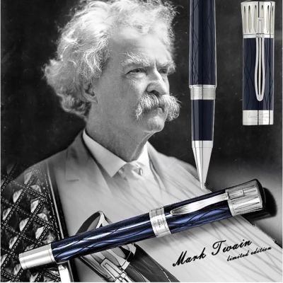 MB Great Writer Edition Mark Twain Luxury Rollerball Ballpoint Pen Black Blue Wine Red Resin With Serial Number 0068/8000 Pens