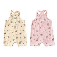 2020 Summer Newborn Baby Girls Clothing Toddler Sleeveless Square Collar Floral Print Knitted Romper Cross Sling Jumpsuits 0-18M  by Hs2023