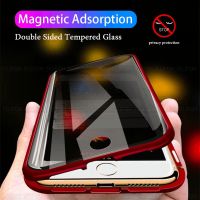 2022 New Privacy Metal Magnetic Tempered Glass Phone Case For 13 12 11 Pro XR XS MAX X Magnet Antispy Protective Cover