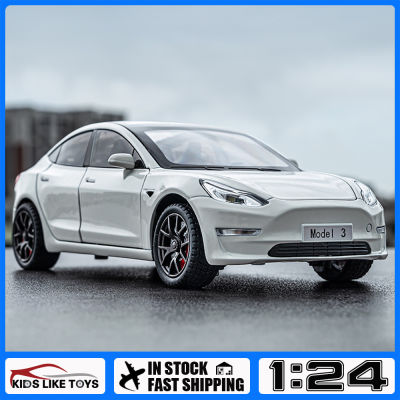 รถบรรทุก1:24โมเดลรถยนต์ KLT Tesla รุ่น3ทำจากโลหะของเล่นอัลลอยรถยนต์สำหรับ Kids Toys ยานพาหนะเก็บสะสมงานอดิเรก