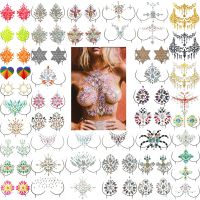 CW NewChestStiker Resin Rhinestones Tattoos MusicRhinestoneStickerParty Chest Decoration