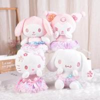 หมอนเด็กผู้หญิงลายการ์ตูนของขวัญวันเกิดของเด็กคอลเลกชัน Sanrio Sakura Cinnamoroll Kuromi Pachacco ตุ๊กตาผ้ากำมะหยี่ใหม่