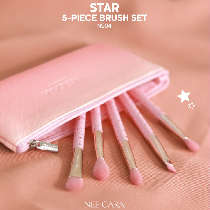 nee-cara-นีคาร่า-เซ็ตแปรงแต่งหน้า-เซ็ต-5-ชิ้น-พร้อมกระเป๋าเก็บ-n905-5pcs-star-brush-set