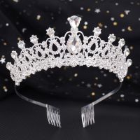 EDTUD แฟรี่ เรโทร อารมณ์ที่ดี วินเทจ บาร็อค สง่างามเรียบหรู มงกุฎเจ้าสาวมงกุฎ Rhinestone Tiara มงกุฎคริสตัล เครื่องประดับผมแต่งงาน