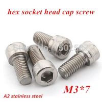 100Pcs M3 * 7สกรูอัลเลนสลักเกลียว Din912ซ็อกเก็ตหกเหลี่ยมหัวกุญแจสกรู M3x7mm เครื่องสกรูสแตนเลสสตีล304